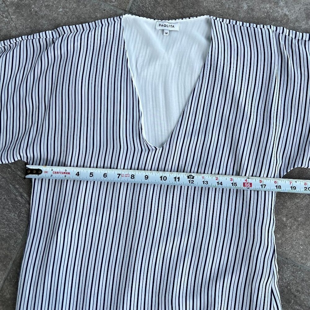 Paolita Voyage 100% Silk Striped Maxi Dress Cover Up Size Medium Missing Tie - Picture 4 of 15